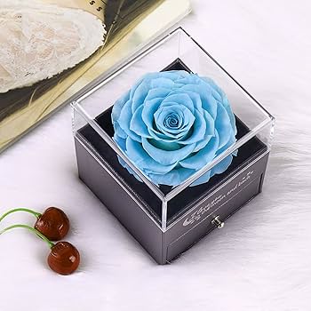 Fleur Éternelle JEWELRY CASE MINI BLUE NEWUPZSI Rose Éternelle Bleu idee Cadeau Noël Maman Femme